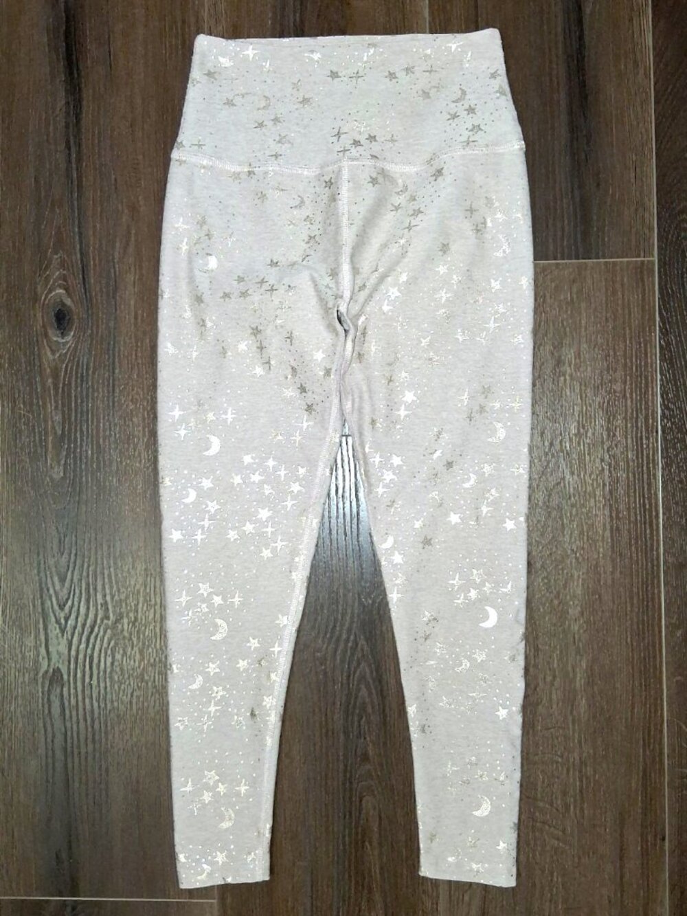 Beyond Yoga SoftShine Starry Night Metallic Foil Leggings Size Large Moon Stars